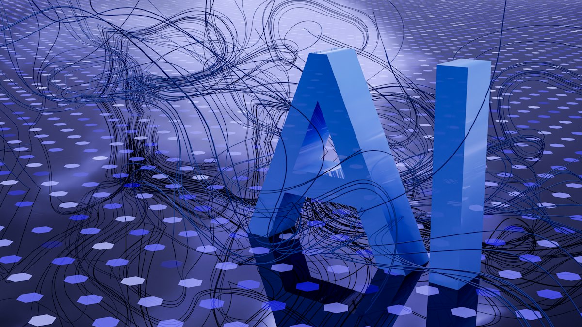 Illuminated artificial intelligence neural network mesh representing national AI defense initiatives and technological power